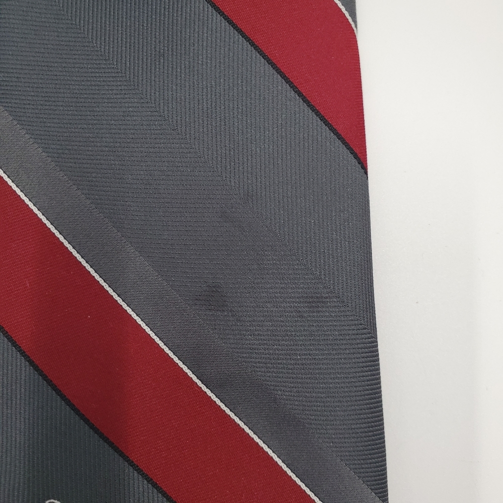 Oscar de la Renta Diagonal Stripe Men's Tie Gray Vintage - Picture 6 of 7
